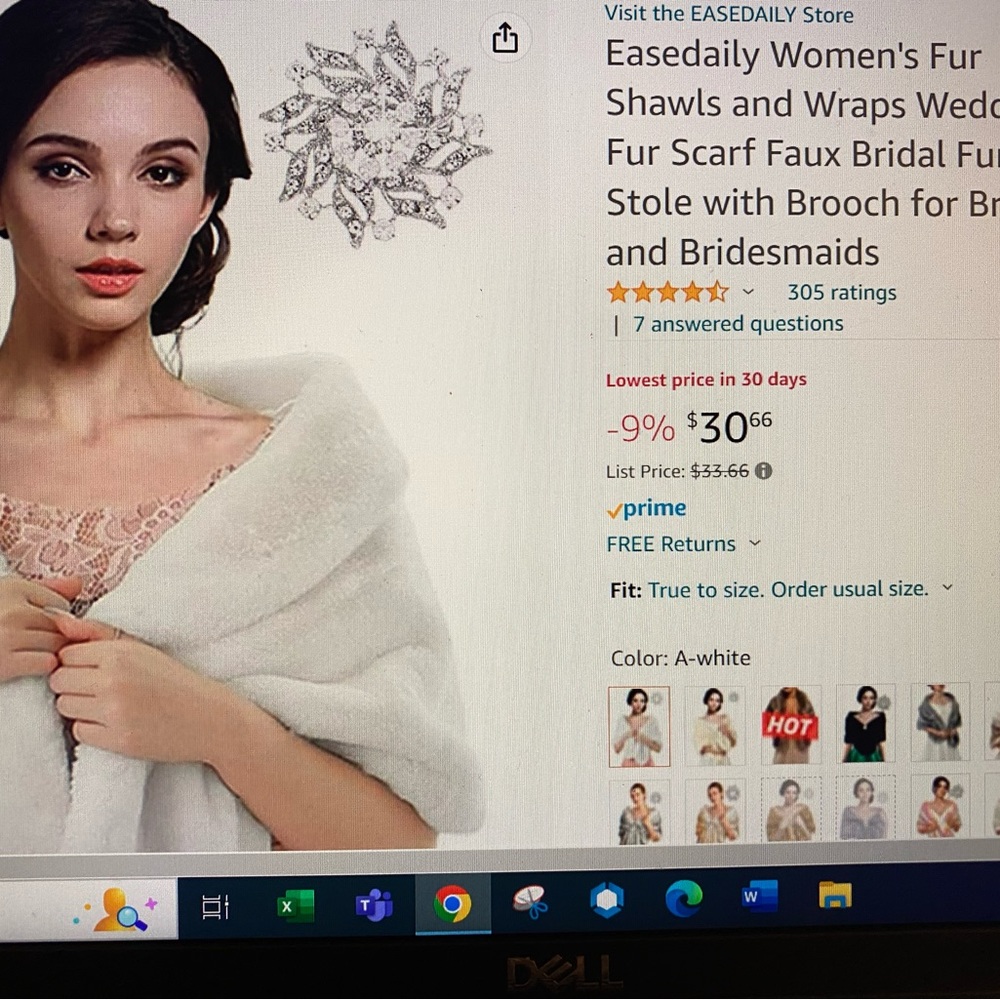 Faux Fur Bridal Shawl / Wrap